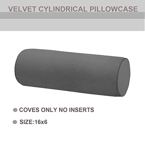 Neck Roll Pillowcases Velvet Cylindrical Pillow Covers 16"x6" with Hidden Zipper for House Home Decor Neck Roll Pillow Cervical Neck Roll Memory Pillow Cylinder Round Cushion (Dark Gray, 16x6) - color: Dark Gray