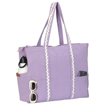 Folkulture Beach Tote Bags For Women, Beach Must Haves 2026-18x15 Inch | Waterproof,Sandproof, Large Tote Bags for Women, Swimming Pool, Beach Essentials, Simple Modern Pool Bag, Bolsos Para Mujeres - color: Lavendar