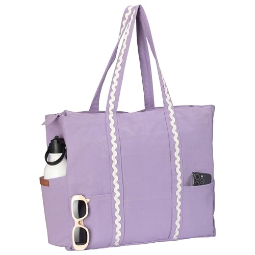 Folkulture Beach Tote Bags For Women, Beach Must Haves 2026-18x15 Inch | Waterproof,Sandproof, Large Tote Bags for Women, Swimming Pool, Beach Essentials, Simple Modern Pool Bag, Bolsos Para Mujeres - color: Lavendar