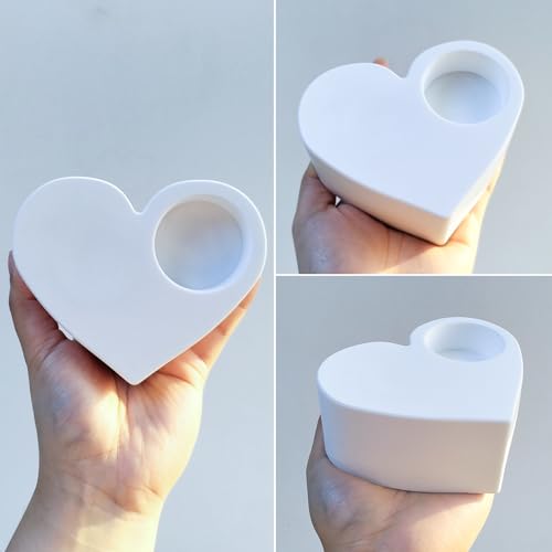 Wehous Valentine Resin Molds, Heart Shape Candle Holder Silicone Mold, 3D Love Heart Valentine Tealight Candle Holder Jewelry Plate Molds, Concrete Cement Epoxy Casting Craft Molds Home Decor - color: heart
