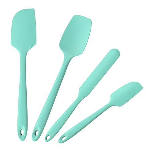 Doosu 600°F Heat Resistant Silicone Spatula Scrapers (Set of 4, Aqua Sky) | Food Grade Kitchen Rubber Baking Cooking Tool Nonstick Utensil Set for Mixing, Scraping, Folding, Stirring, Serving - color: Aqua Sky, size: Set of 4