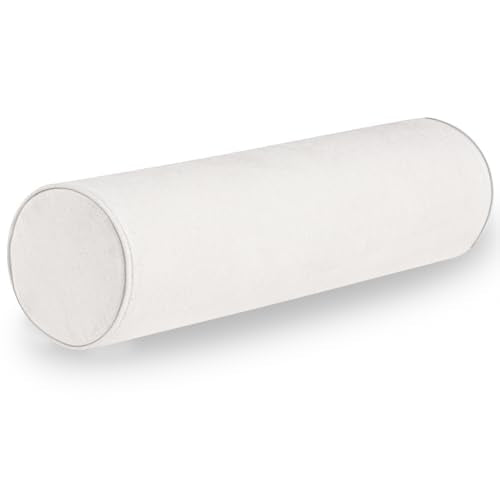 Cylinder Round Memory Foam Support Pillows Cervical Neck Roll Pillow with Pillowcase Soft, Comfortable and Breathable for Sleeping, Chair, Car, Sofa，Travel (White, 24x6) - color: White, size: 24x6