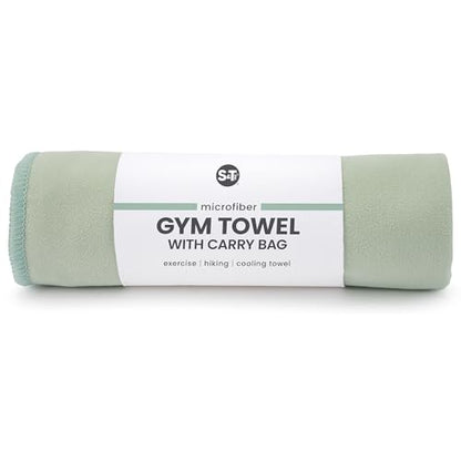 S&T INC. Seude Microfiber Gym Towels & Carry Bag, 1 Pack, 12" x 40", Green - color: Sage (1 Pack)