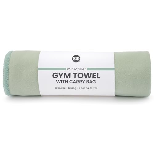 S&T INC. Seude Microfiber Gym Towels & Carry Bag, 1 Pack, 12" x 40", Green - color: Sage (1 Pack)