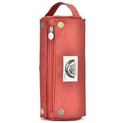 Lanxivi Large Capacity Pencil Case Roll Up Design Multifunctional Pencil Holder Pouch Stationery Pen Bag for Teen Girls and Boys Camping style - Orange Red - color: Orange Red
