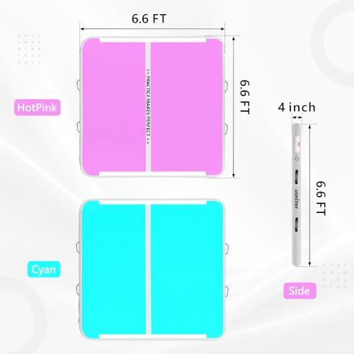 VOFiTNY Inflatable Gymnastics Air Mat Tumble Track with Pump for Training - color: Cyan/HotPink, size: 6.6ft*6.6ft*4inches(2m*2m*0.1m)