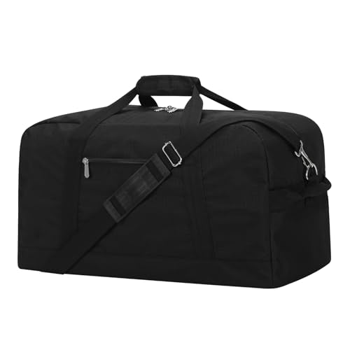 21 inch Gym Bag for Men - 40L Travel Duffel Bag Sport Duffle Bags for Weekend Overnight with Bottom Support (Black） - color: Black