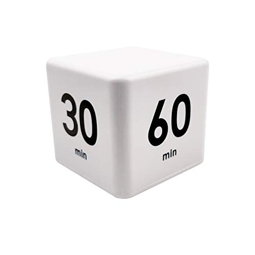 Feilifan Cube Timer, Productivity Cube Flip Timer, 15-20-30-60 Minute - color: 15-20-30-60min,white