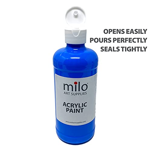 milo Acrylic Paint Set, 12 Primary Colors, 16 oz Bottles, Semi-Gloss | Safe, Non-Toxic, Made in the USA, Arts & Crafts Paints for Artists, Student & Hobby Painters, Paint Pack, Classroom, Bulk - style: Primary Set 12 x 16 oz