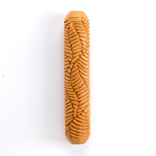 MKM Pottery Tools Wood Big Hand Rollers for Clay (BHR-154 Layered Leaves) - color: BHR-154 Layered Leaves