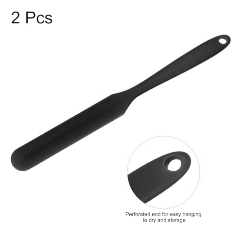 HARFINGTON 2Pcs Silicone Spatula Scraper 9.45" Reusable Non-Stick Flexible Spatulas for Epoxy Resin Liquid Paint Arts DIY Crafts, Black - color: Black