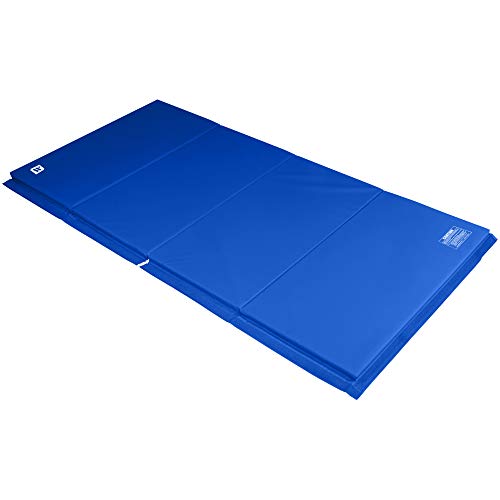 We Sell Mats Gymnastics Mat, Folding Tumbling Mat, Portable with Hook & Loop Fasteners - color: Blue, size: 4 ft x 8 ft x 2 in