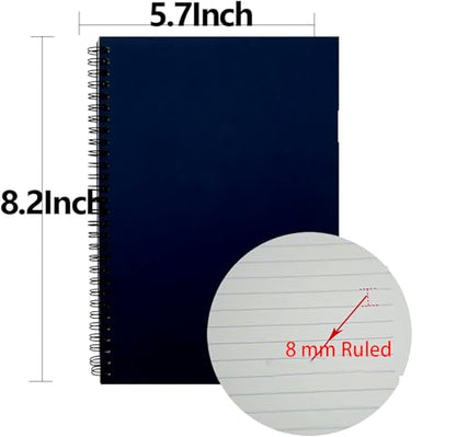 4 Pcs A5 Size Spiral Notebook, 8.3 In x 5.9 In Softcover 8mm Ruled 60 Sheets/120 Pages for Study Office, Travel and Notes (black)