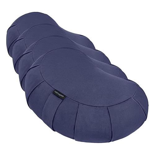 Retrospec Sedona Zafu Meditation Cushion with Buckwheat Hull Fill - Adjustable Yoga & Pilates Equipment Support - 17in Crescent Cotton Cover, 1 Count (Pack of 4) - color: Midnight, size: 1 Count (Pack of 4)