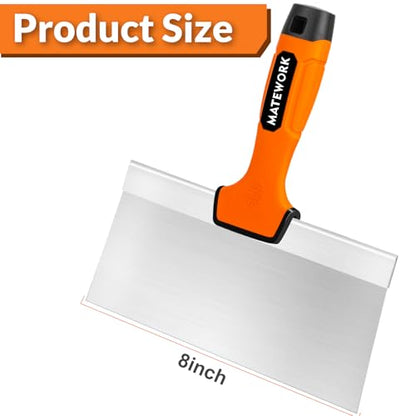 Matework 8 Inch Spackle Knife Tools, Putty Knife Scraper, Ergonomic Grip Tapping Knife with Hammer End for Drywall Work - color: 8 Inch