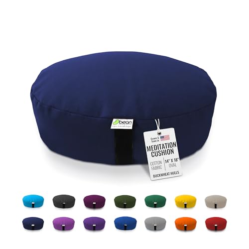 Bean Products Oval Zafu Meditation Cushion, Yoga Pillow 14"x18" - Navy - color: Navy, size: Oval - 14" x 18"
