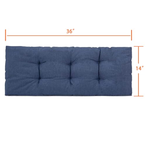 Non-Slip Tufted Bench Cushion - Thick & Durable Foam Seat Pad for Indoor Outdoor Furniture, Piano Bench, Porch Swing, Chair Cushion (Navy, 36x14 Inch (Pack of 1)) - color: Navy, size: 36x14 Inch (Pack of 1)