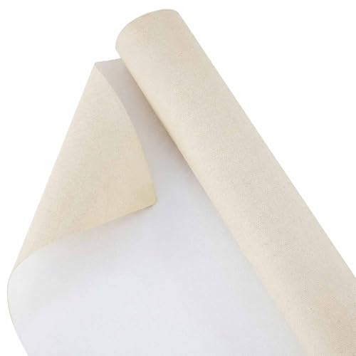 Kinlop 36 Inch X 20 Feet Double Primed Cotton Canvas Roll, Linen Beige | Double Primed for Oil and Acrylic Painting, Artist Grade Cotton, Rolled White Canvas for Art, Ready to Stretch - color: Linen Beige, size: 36 Inch X 20 Feet