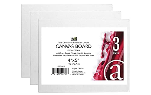 Art Advantage 4"-by-5" Canvas Board, 3/Pack, 4x5 - size: 4-inch x 5-inch, 3 Pack