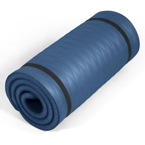 Tone Fitness 1-Inch Thick Yoga Mat | High-Density, Non-slip Exercise Mat with Carrying Strap for Yoga, Pilates, & Home Gym Workouts | Multiple Options - color: Blue, style: Mesh