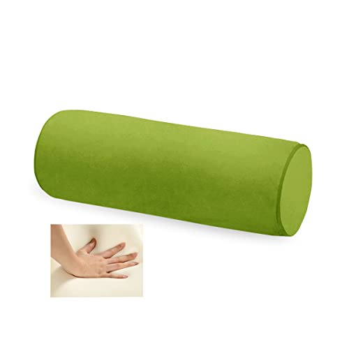 Memory Foam 16x6 Neck Pillow for Sleeping, Neck Pain Relief, Side Back Stomach Sleeper, Car or Office Chair Sofa,Support Pillow with Soft Velvet Pillowcase (Light Green) - color: Light Green, size: 16X6