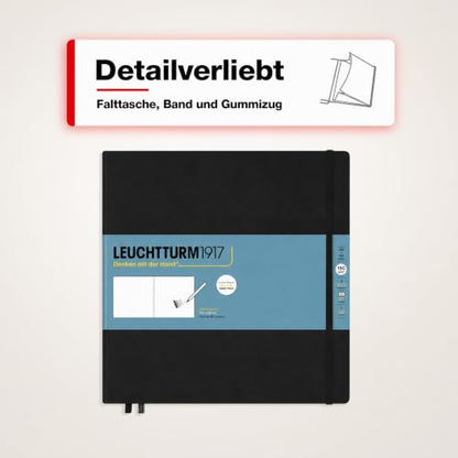 Leuchtturm1917 - Square Hardcover Sketchbook (Black) - 112 Pages of 150g/m² Paper - color: Black, size: Square