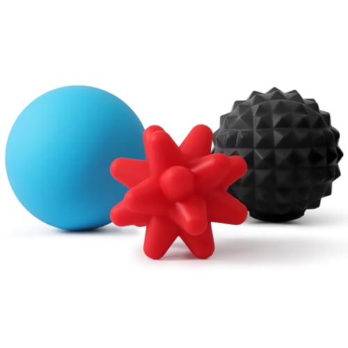 HODEMI 3.5" Massage Ball Set for Self-Massage, Textured Lacrosse Balls for Deep Tissue Muscle Relaxation, Trigger Point & Muscle Recovery, Myofascial Release Support for Back, Shoulder & Foot - style: Deep Texture Set