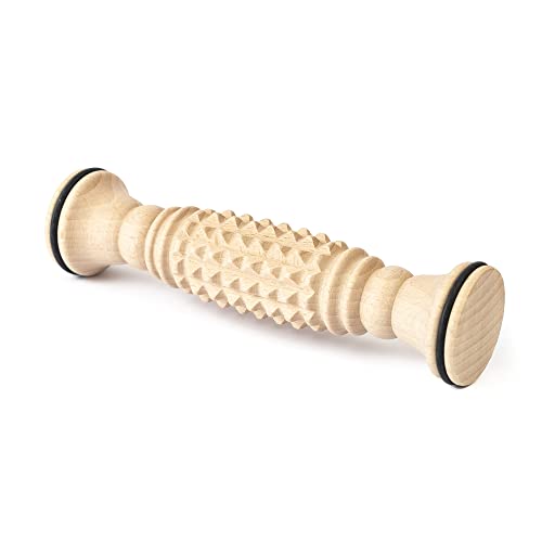 tuuli Accessories - Wooden Foot Massager, Grooved Muscle Roller, Helps Ease Muscle Tension, Supports Blood Circulation, Natural Wood Therapy Massage Tools, 8 x 2 inches - size: S