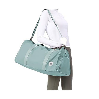 Light Blue Yoga Women Tote Bag Large Shoulder Bag Top Handle Handbag with Yoga Mat Buckle, Shoe Compartment and Wet Dry Storage Pockets for Gym, Work, Sport