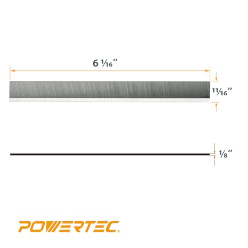 POWERTEC 6 Inch Jointer Blades for Delta 37-190 37-195 37-205 37-220 37-275X, JET JJ-6CS Jointer, Replacement for Delta 37-658, JET 708457K Jointer Knives, Set of 3 (14803) - size: 6 inch