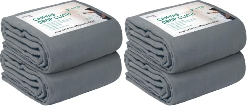 Canvas Drop Cloth for Painting 9x12 feet Pack of 4-8oz Painters Drop Cloths for Painting - All Purpose Canvas Tarps for Floor & Furniture Protection - Recycled Cotton Fabric - size: 9x12 Ft - 2 pc (Pack of 2)