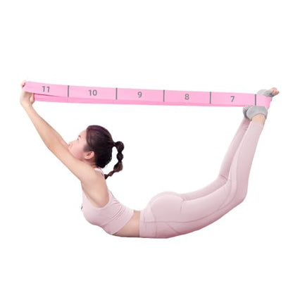 11 Loops Stretch band - Yoga, Pilates, Ballet, and Physical Therapy Stretching strap for Flexibility, Leg Stretching, and Exercise - Durable Stretching equipment for Dance and Fitness - color: 11 Grids-Pink