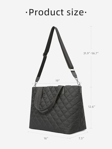 WESTBRONCO Tote Bag for Women with Zipper Large Puffer Quilted Tote Bag for Travel Gym Work