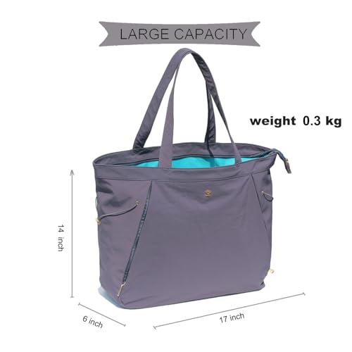 ESVAN Yoga Tote Bag for Women Shoulder Bags Drawstring for Office Workout Travel Carryall Pilates Gym and Beach - color: Nylon Dark Gray