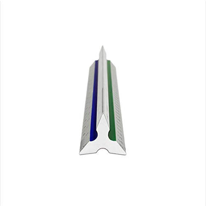 Alumicolor Aluminum Architect Color-Coded Solid Drafting Scale, 4IN, Silver - size: 4IN, style: Architect