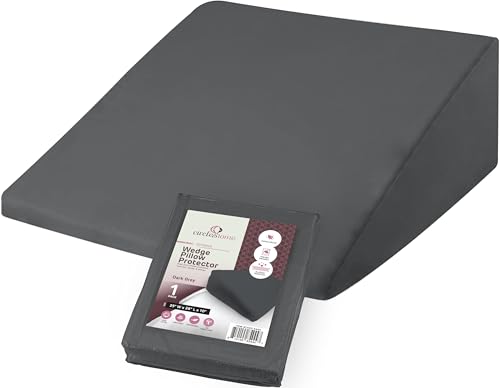 CirclesHome Wedge Pillow Cover 100% Cotton, Zippered Wedge Pillow Case Protector, Soft, Hypoallergenic & Breathable -Dark Grey, (25Wx26Lx10) - color: 4 - Dark Grey, size: Wedge (25 x 26 x 10 inches) - Set of 1