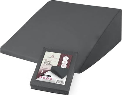 CirclesHome Wedge Pillow Cover 100% Cotton, Zippered Wedge Pillow Case Protector, Soft, Hypoallergenic & Breathable -Dark Grey, (25Wx26Lx10) - color: 4 - Dark Grey, size: Wedge (25 x 26 x 10 inches) - Set of 1