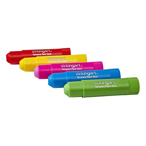 KINGART Tempera Paint Sticks – 24 Metallic & Neon Colors – Quick-Drying, Washable, Solid Paint Crayons – Mess-Free Multi-Surface Medium for Paper, Wood, Canvas, & Glass