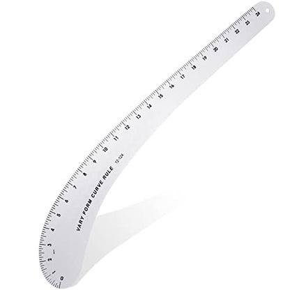 Xuhal French Curve Square Ruler Solid Aluminum Vary Form French Curve Hip Measuring Ruler for Making Crafts Sewing Design Supplies(Curve)