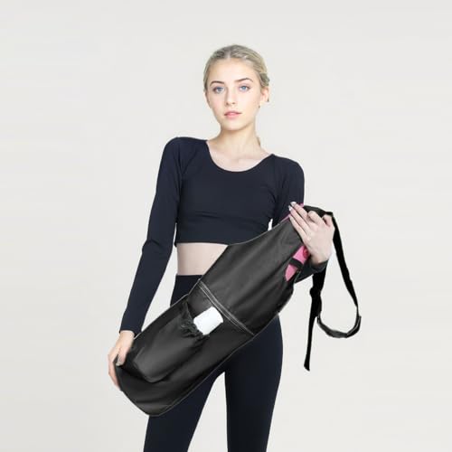 Yoga Mat Bag, with Protective Layer& Water Bottle Pocket and Big Wet Pocket & Yoga strap & Large Capacity,Stylish & Functional Fitness Mat And Essential items for Women & Men - color: black