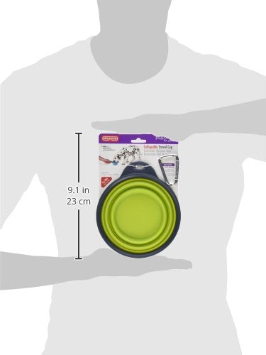 Dexas Popware for Pets Collapsible Travel Cup, Large, Gray/Green - color: Gray/Green, size: Large/2 Cup