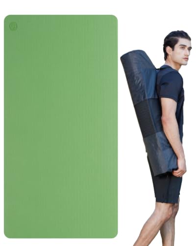 YR Large Exercise Mat 76"x35" 10mm Thick TPE Yoga Mat Non Slip | Workout mats, home gym, anti-tear, easy-to-clean, odor-less, excellent cushion, with yoga bag - color: Green