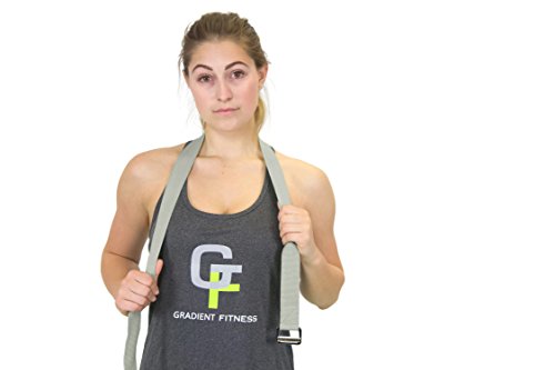Gradient Fitness Yoga Strap, Friction-Less Easy-Feed Buckle, Super Soft Cotton/Polyester Blend Webbing, Free eGuide. (8 Feet) - color: Grey