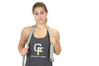 Gradient Fitness Yoga Strap, Friction-Less Easy-Feed Buckle, Super Soft Cotton/Polyester Blend Webbing, Free eGuide. (8 Feet) - color: Grey