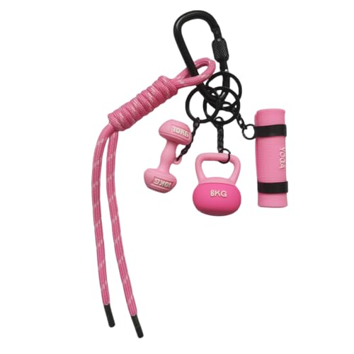 Fitness Keychain Barbell Dumbbell Keychain Bag Purse Charms Gym Lovers Fitness Enthusiast Gift Bag backpack Charms - color: Pink-yoga