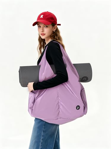 Yoga Bag for Women, Gym Tote Bag with Shoe Compartment & Wet Dry Pocket, Water Resistant Yoga Mat Bag with Adjustable Strap