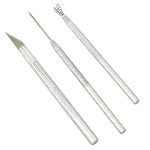 ZYAMY 3IN1 Sculpting Tool Set Feather Pin, Carving Knife and Pro Needle Wire Texture Pottery Clay Tool Kit Brush Tools Ceramics Modeling Tool