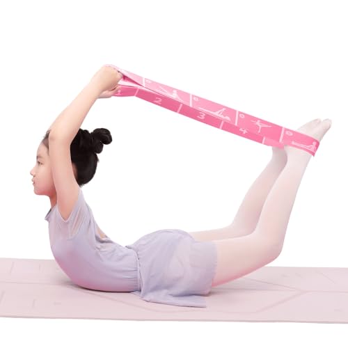 2-Pack Adjustable Kids Dance Stretch Bands - 8-Loop Elastic Bands for Ballet, Latin, Yoga, Gymnastics & Stretching - Flexible, Multi-Section Design for Dance Training & Flexibility - color: Blue+Pink