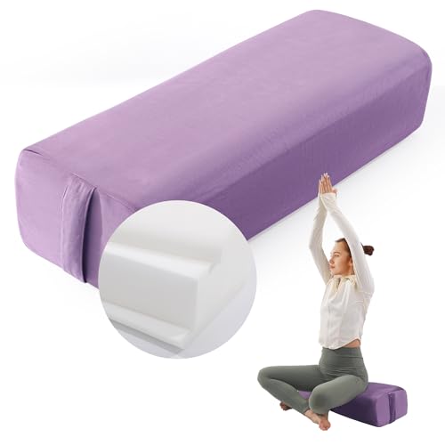 MABOZOO Yoga Bolster Pillow, Triple-Layer Sponge Rectangular Yoga Bolster with Carry Handle Meditation Pillow with Washable Cover for Restorative, Meditation - color: Purple