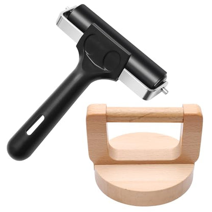 Coitak 1+1 Pcs Wooden Block Printing Baren with Rubber Brayer Roller | Block Printing Press Kit, For Crafting, Inking, Stamping, Linocut